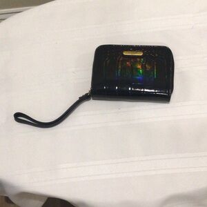 Sharif Legancy Milano Leather zip around black wallet wristlet